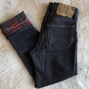 Polo Dark Wash Jeans with Plaid Cuff